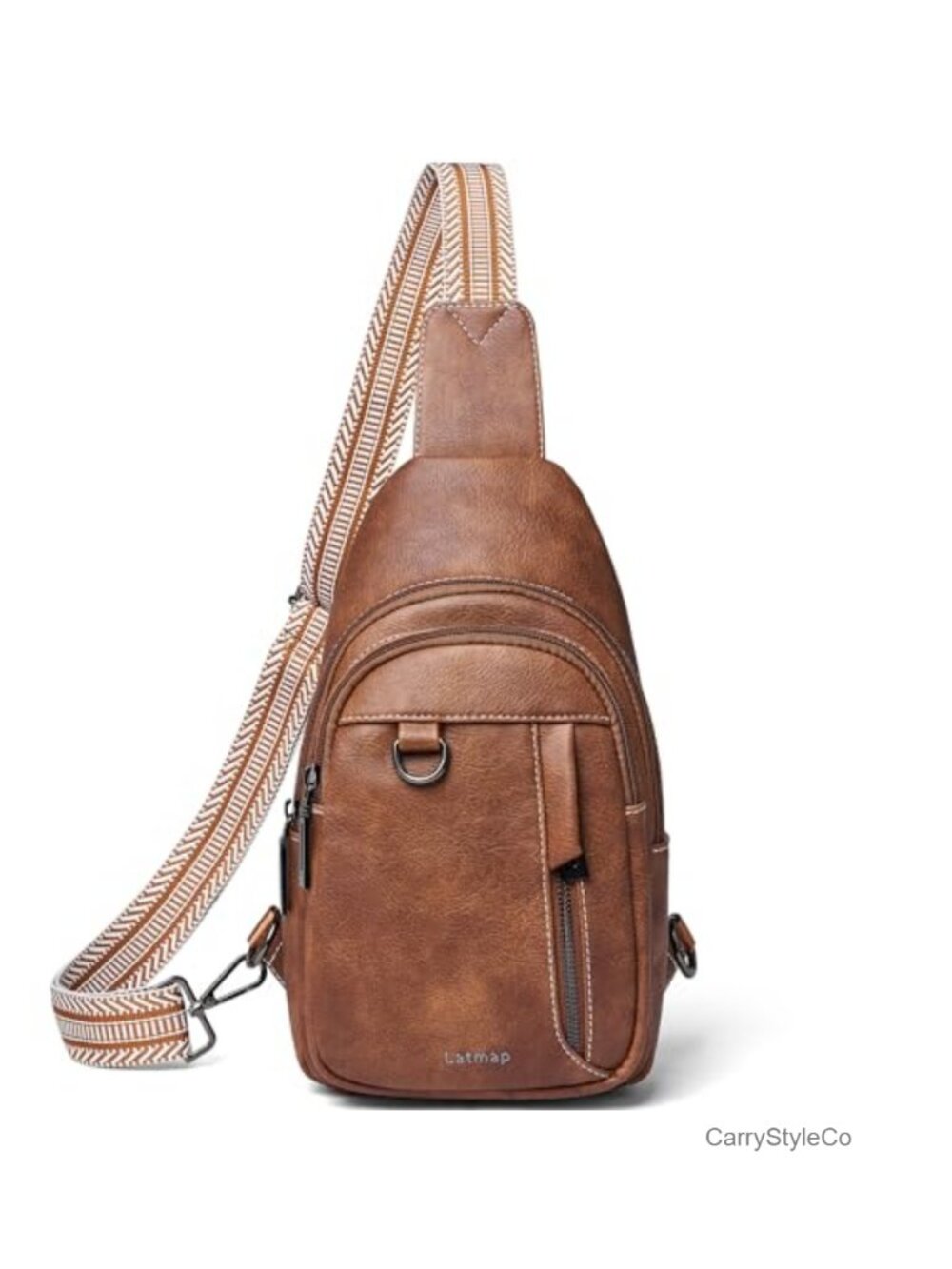 Faux Leather Sling Bag Crossbody Purse Anti Theft Travel Daypack